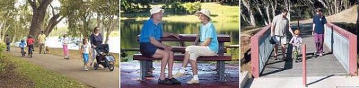 Residents enjoying the Ross River Parkway